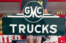 Antique Vintage Old Style Sign GMC Trucks 44x23 NOT Porcelain Made USA