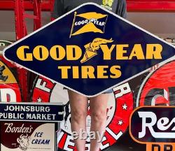 Antique Vintage Old Style Sign GoodYear Tires 45x24 NOT Porcelain Made USA