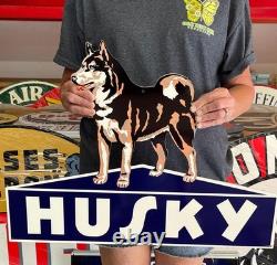 Antique Vintage Old Style Sign Husky Oil 24x18 NOT Porcelain Made USA