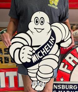 Antique Vintage Old Style Sign Michelin Tire Man 24x18 NOT Porcelain Made USA