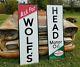 Antique Vintage Old Style Wolf's Head Oil Gas Station Sign 8 Foot