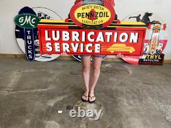 Antique Vintage Style Sign Pennzoil Lubricaiton NOT Porcelain Made in USA