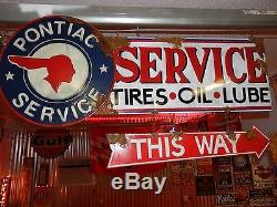 Antique style vintage look GM Pontiac dealer service station gas pump sign set