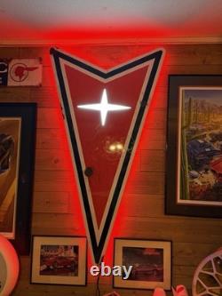 Antique style vintage look Lighted GM Pontiac dealer service Indian head sign