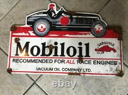 Antique style vintage look Mobiloil Gargoyle race car dealer sales service sign