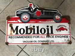Antique style vintage look Mobiloil Gargoyle race car dealer sales service sign