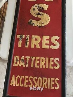 Atlas Tires Batteries Metal Advertising Ad Red Vintage Original Standard Oil Co