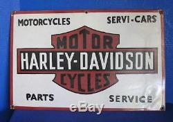 Awesome Vintage 1940-50's Harley Davidson Sales Service Porcelain Sign