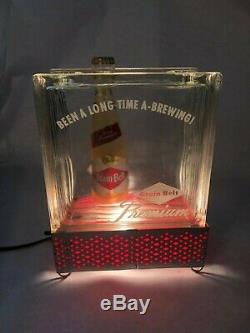 Awesome Vintage Grain Belt Premium Beer Adv Glass Terrarium Lighted Sign, Works