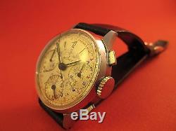 Belmar Vintage Triple Signed 3 Reg Chronograph Military Type Dial No Reserve