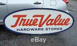 BIG Vintage Porcelain TRUE VALUE Hardware Store Sign Farm Hardware Barn