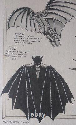 Batman Davinci Signed Bob Kane Duo Tone Concept Art W Coa Vintage Warner Stores