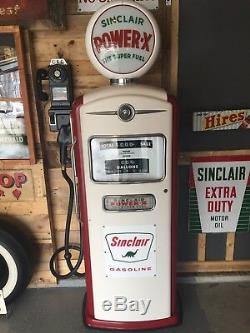 Bennett 966 Gas Pump 50's Vintage With Sinclair Power X Globe /Signs Not Tokheim