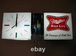 Best Vtg 1967 Miller High Life Beer Disco Motion Bar Clock Pub Light Sign A+