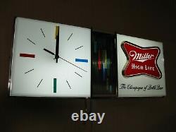 Best Vtg 1967 Miller High Life Beer Disco Motion Bar Clock Pub Light Sign A+