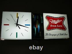 Best Vtg 1967 Miller High Life Beer Disco Motion Bar Clock Pub Light Sign A+