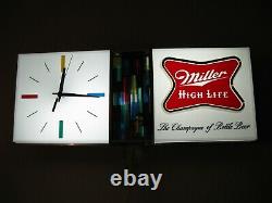 Best Vtg 1967 Miller High Life Beer Disco Motion Bar Clock Pub Light Sign A+