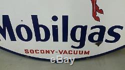 Big 2 Sided Vintage Mobilgas Pegasus Socony Vacuum Porcelain Dealer Sign