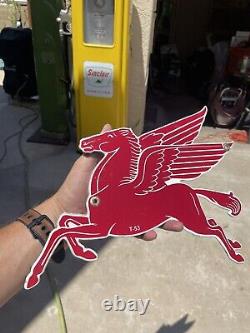 Both Vintage Pegasus T-53 Left And Right Gasoline Porcelain Sign Gas Pump