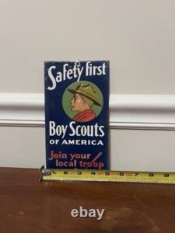 Boy Scouts of America Service Station Safety 1st Sign Join Your Local Troop 5x9