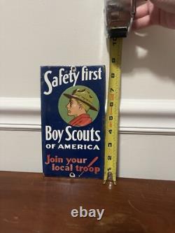 Boy Scouts of America Service Station Safety 1st Sign Join Your Local Troop 5x9