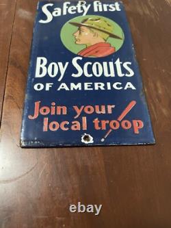 Boy Scouts of America Service Station Safety 1st Sign Join Your Local Troop 5x9