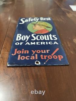 Boy Scouts of America Service Station Safety 1st Sign Join Your Local Troop 5x9