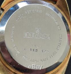 Breitling Ref 1451 Triple Register Valjoux 7736 Vintage Signed Chronograph Watch