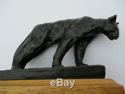 Bronze Metal Sculpture Cat Feline Wildlife Puma Panther Vintage Signed Statue