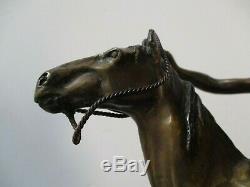 Bronze Metal Sculpture Native American Indian Chief Horse Vintage Signed Statue