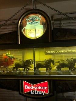 Budweiser Beer Champion Clydesdale Horse Team Bar Light Sign Clock Vintage