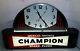 Champion Spark Plugs Clock Art Deco Lighted Vintage Non Porcelain Sign Rare Nice