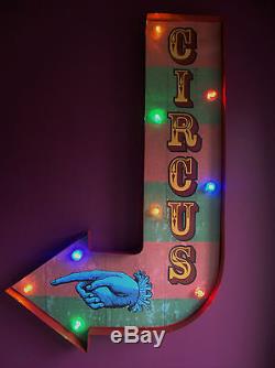 CIRCUS arrow illuminated carnival fair sign light vintage wedding gift led V183