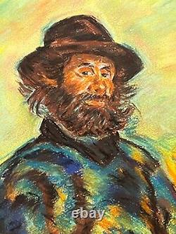 CLAUDE MONET Drawing on paper (Handmade) signed and stamped vtg art