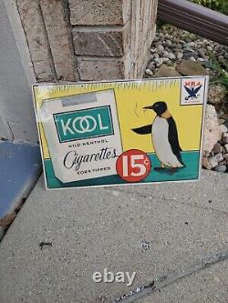 C. 1940s Original Vintage Kool Cigarettes Sign NRA We Do Our Part War Effort 15c