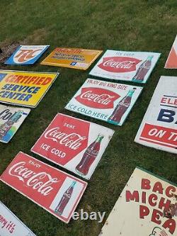 C. 1940s Original Vintage Sisal Kraft Building Paper Sign Metal Steel Boom RARE