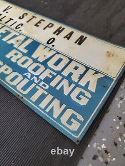 C. 1940s Original Vintage Toncan Sheet Metal Roofing Sign Metal Embossed Gas Oil