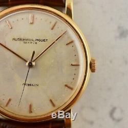 C. 1950 Vintage Audemars Piguet Calatrava Gubelin signed watch in 18k rose gold