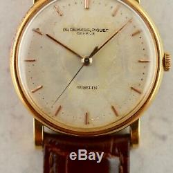 C. 1950 Vintage Audemars Piguet Calatrava Gubelin signed watch in 18k rose gold