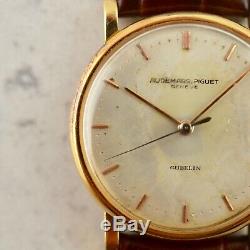 C. 1950 Vintage Audemars Piguet Calatrava Gubelin signed watch in 18k rose gold