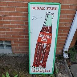 C. 1950s Original Vintage Diet Rite Cola Sign Metal Embossed Nehi RC RARE! Soda