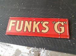 C. 1950s Original Vintage Funk G Hybrid Sign Metal Embossed Corn Farm Dairy Spinn