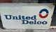 C. 1950s Original Vintage United Ac Delco Sign Metal 2 Side Gas Oil Chevy Gm