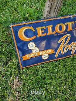 C. 1954 Original Vintage Celotex Roofing Sign Metal Embossed Triple Sealed Gas
