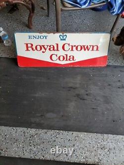 C. 1960s Original Vintage Enjoy Royal Crown Cola Sign Metal Embossed Soda RC Nehi