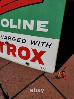 C. 1963 Original Vintage Texaco Sky Chief Sign Metal Porcelain Supreme Petrox Gas