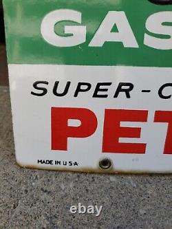 C. 1963 Original Vintage Texaco Sky Chief Sign Metal Porcelain Supreme Petrox Gas