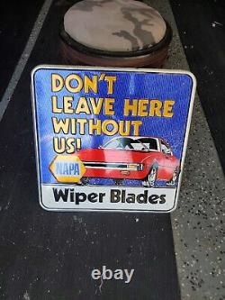 C. 1970s Original Vintage Napa Wiper Blades Sign Metal Embossed Gas Oil Chevy GM