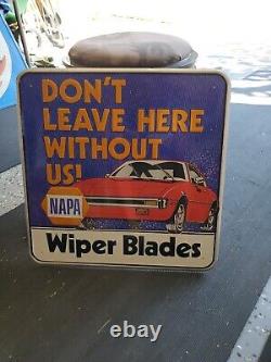 C. 1970s Original Vintage Napa Wiper Blades Sign Metal Embossed Gas Oil Chevy GM