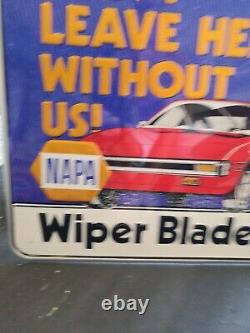 C. 1970s Original Vintage Napa Wiper Blades Sign Metal Embossed Gas Oil Chevy GM